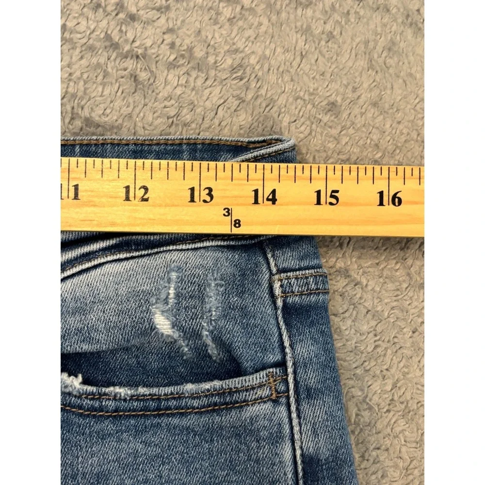 Vervet Jeans Womens 29 Straight Leg Distressed Raw Hem Ripped Medium Wash Blue